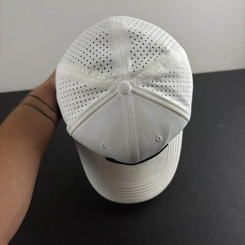 Nike Classic 99 Dri-Fit Golf Hat White Black Perforated AeroBill Swoosh Cap